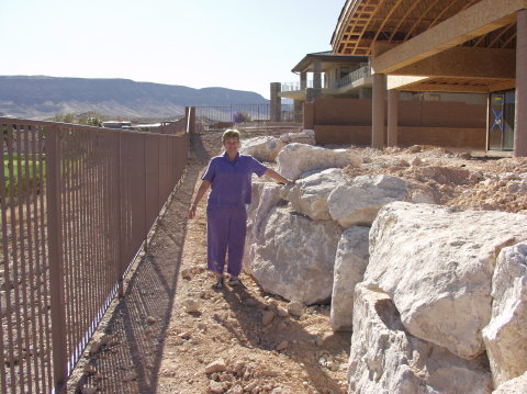 Kathy surveys her rocks